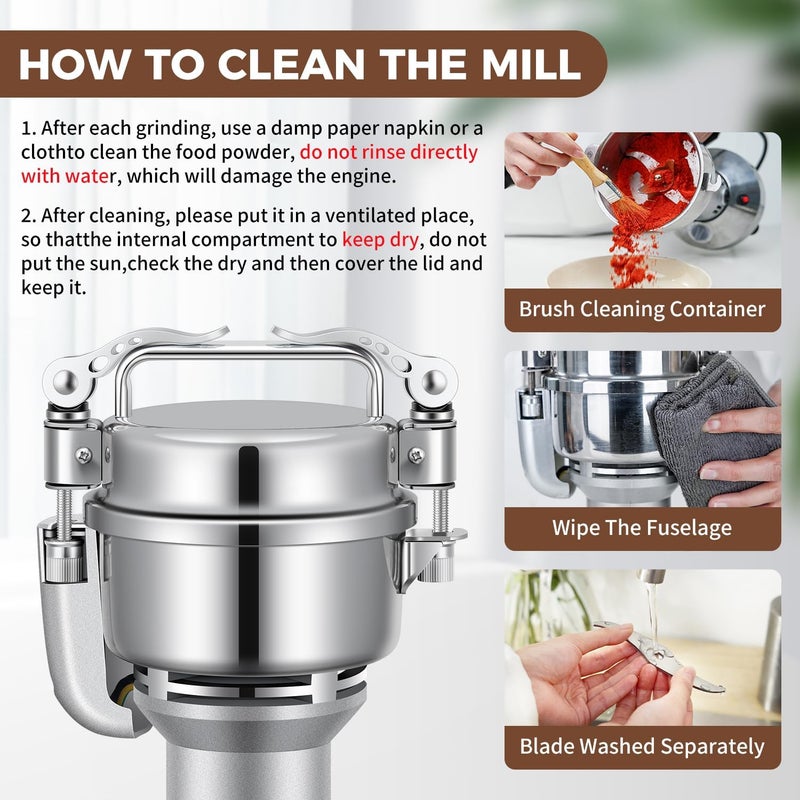 LEEVOT Grain Mill 150g Commercial Spice Grinder Electric 650W Stainless Steel Pulverizer Dry Grinder for Grinding Wheat, Oats, Corn, Pepper, and Coffee Beans – Grinders for Kitchen. - Image 5